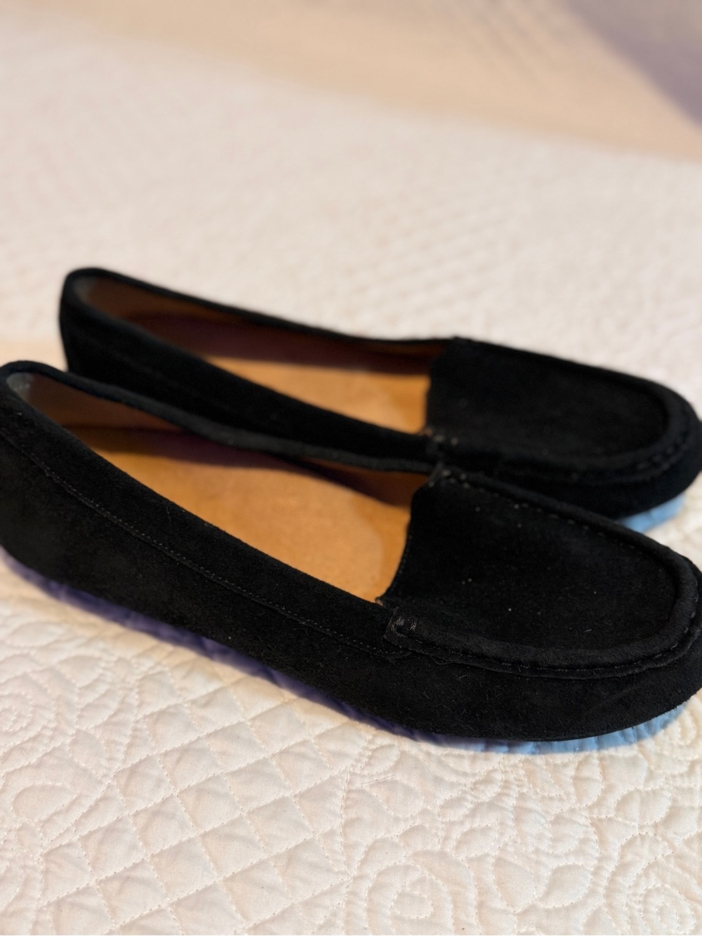Vionic Black Suede Moccasin Loafers
